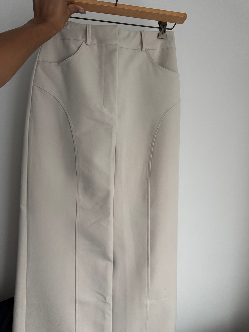Source Unknown Cream Straight-Leg Tailored maxi skirt